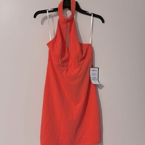 B DARLIN Womens Coral Cut Out Sleeveless Halter Party BodyCon Dress Juniors 9\10 - Picture 10 of 12